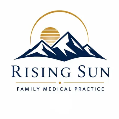 Rising Sun Family Primary Care logo: Franklin Mountains beneath a rising sun